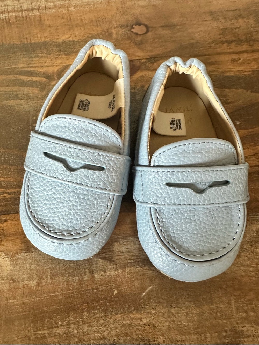 Janie and Jack Light Blue Leather Baby Loafers